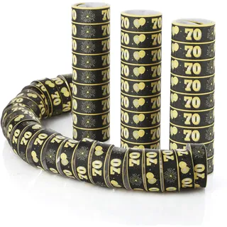 FunX Luftschlangen 70. Geburtstag 3er Pack - Gold Schwarze Party Deko und Tischdeko für Mann oder Frau - Ideal für den Geburtstagstisch