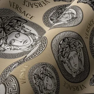 A.S. Création VERSACE WALLPAPER Beige Silber Gold Grau Luxus Tapete Vliestapete Logo Medusa 386114 10,05x0,70m Made in Germany