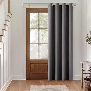 MIULEE Verdunklungsvorhang Grau Blickdichte Vorhänge mit Ösen Thermovorhang Hitzeschutz Türvorhang 1 Stück H 260 x B 140 cm Tür Gardinen Abdunkelnde Wohnzimmer Schlafzimmer Blackout Curtain