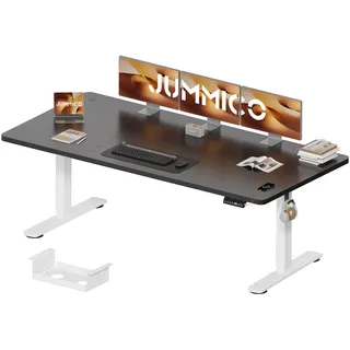 JUMMICO Höhenverstellbarer Schreibtisch 200 x 80 cm mit Kabelwanne, Höhenverstellbar Elektrisch Stehpult mit USB-Buchse, Computertisch, Ergonomischer Steh-Sitz Tisch, Bürotisch