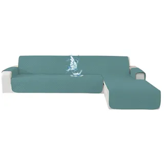 Sofabezug L-Form 2-Sitzer Hellblau Wasserdicht Rutschfest Universal Ecksofa