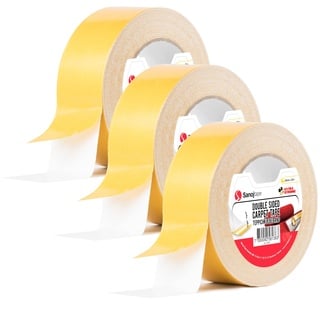 Sanojtape Original Teppichband 50mm x 25m (3-Pack) Doppelseitiges Verlegeband Klebeband für Teppiche, Matten, Fliesen, Laminat Extra Starkes