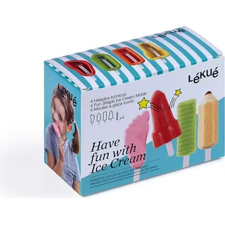 Lékué Eisform 4er-Set Twister, Fuß, Stift, Rakete - Grün, Rot