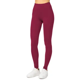 Merry Style Damen Lange Leggings aus Viskose MS10-143 (Weinrot, L)