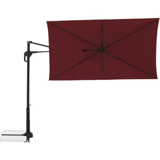 Doppler Ampelschirm , Schwarz, Bordeaux , Metall, Textil , 240x135 cm , 360° drehbar, höhenverstellbar, wetterbeständig, geeignet für Balkon , Sonnenschutz, Sonnenschirme