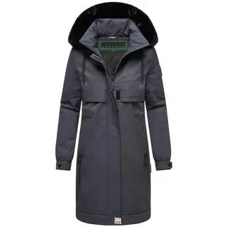 Navahoo Damen Mantel lange warme Winterjacke mit Kunstfell und Kapuze (beides abnehmbar) Kaltwetterretter 14 Navy Gr. XXL - XXL