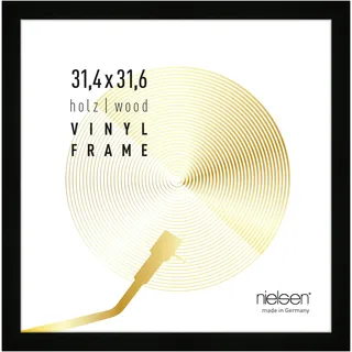 nielsen Schallplatten Rahmen, 31,4 x 31,6 cm, Holz, Schwarz, Vinyl Rahmen zum Aufhängen im Hoch- & Querformat, bruchsicheres Kunstglas, Vinyl Holz