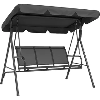 Brixy Swing Bench - 3-Sitzer - Verstellbares Sonnendach - UV-beständig - 170x118x153cm - Anthrazit - Grau