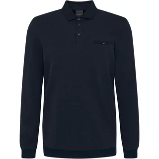 Bugatti Langarm-Poloshirt, mit feiner Strukturoptik bugatti blau