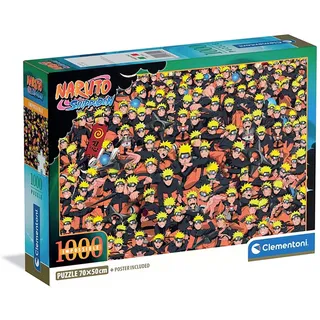Clementoni Puzzle Impossible Naruto 500 Stücke, Compact Box - Puzzle für Erwachsene 14-99 Jahre, Geschenk für Mann und Frau, Made in Italy, 37045