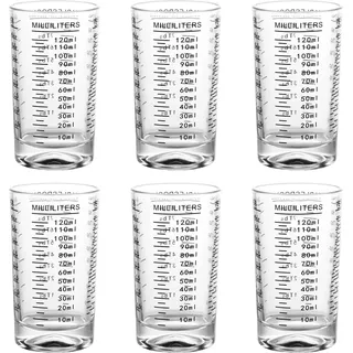 LOLYSIC 120ML SchnapsgläSer Messbecher Klein Glas Messbecher Mit Waage, Backen Messzylinder Mini Espresso Schnapsgläser für Küche, Bar, Party, Cocktail, Tequila, Wodka (Schwarz)
