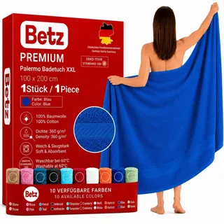 Betz Badetuch XXL 100x200 cm 100% Baumwolle – Weiches Frottee Saunatuch & Strandtuch – Pflegeleicht & saugstark – Palermo Serie – Farbe Blau