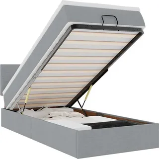 vidaXL Ottomane Bett mit Matratze & LEDs Hellgrau 90x200 cm Stoff - Grau