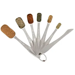 Chef Pomodoro Messlöffel - Messlöffel Edelstahl – Dosierlöffel - Messlöffel Set 7 tlg mit Messlineal –– Portionierlöffel – Measuring Spoons - Stapelbar und Spülmachinefest – Passt gut in Gewürzgläser