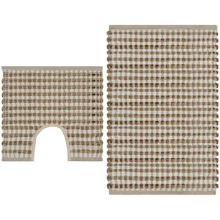 vidaXL Handgewebtes Badematten-Set Jute Stoff Natur und Weiß