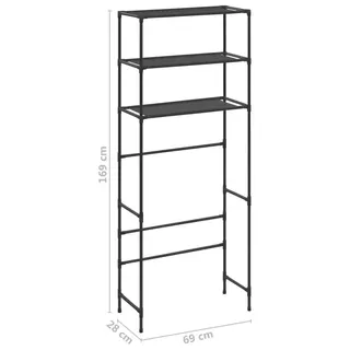 vidaXL Waschmaschinenregal 3 Ablagen Schwarz 69x28x169 cm - Schwarz