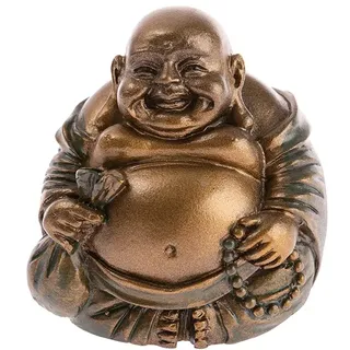 Lachineuse – Statuette Lachender Buddha des Überflusses – Kleine Buddha-Statue aus Bronze, 5 cm – Chinesisches Feng-Shui-Dekor – Inneneinrichtung, Wohnzimmer, Büro – Geschenkidee aus China und Asien