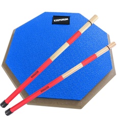 Bild DPBL Drum Pad 8" Practice Pad Blau + SV1 Rods 19 Stäbe Drumsticks