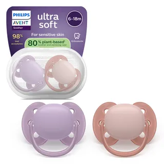 Philips Avent ultra soft Schnuller – kiefergerecht geformtes Design, für Babys von 6–18 Monaten, flexibles Saugerschild, symmetrischer Silikonsauger, BPA-frei, 2er-Pack, SCF091/43