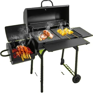 Tragbarer Holzkohlegrill, freistehendes Design, große Kochfläche, schwarz