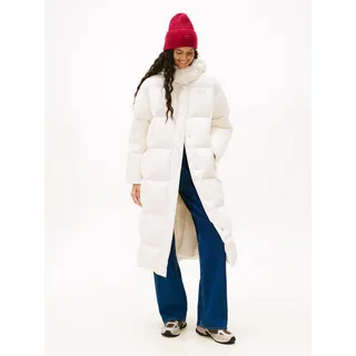 Steppmantel TOMMY JEANS "TJW ALASKA GRID DWN MXI COAT EXT", Damen, Gr. XL (42), weiß (ancient weiß), Web, Obermaterial: 100% Polyester, unifarben, regular fit, Mäntel Steppmantel