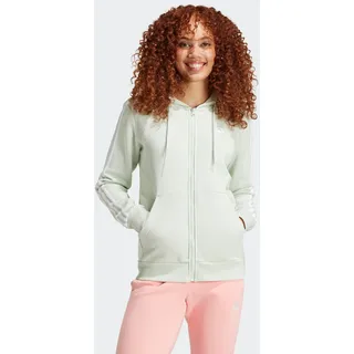 Adidas Damen Essentials 3-Stripes Full-Zip Fleece Hoodie, Linen Green, S