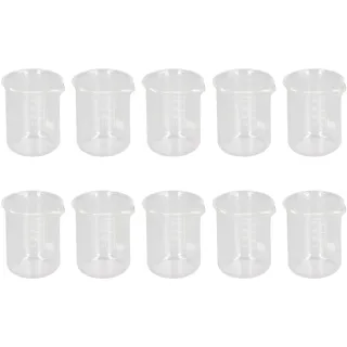 10-teiliges wissenschaftliches Becherglas, 50-ml-Glas-Messbecherset mit niedriger Form, dicker experimenteller Messzylinderbecher mit klarer Standard-Skalenlinie