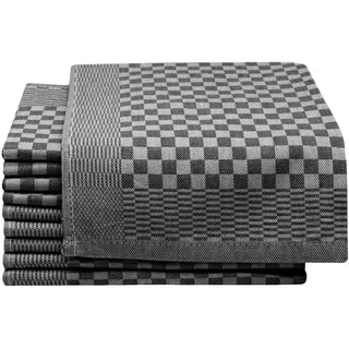 ZOLLNER 10er Set Geschirrtücher Baumwolle in 46x70 cm - super saugstarke und robuste Küchentücher – waschbar bis 60°C – in schwarz kariert - Gastronomiequalität - Oeko Tex® Zertifiziert