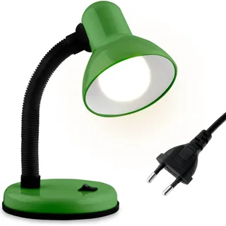 LUMILED Schreibtischlampe klassisch Leselampe Tischleuchte Flexibler Hals Arbeitsleuchte mini Nachttischlampe E27 Fassung Tischlampe aus Metall Kinderzimmer für Lesen Studieren Mädchen Junge grün - Grün