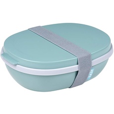 Mepal - Lunchbox Ellipse Duo - Meal Prep Box für Erwachsene & Salatbox zum Mitnehmen - Brotdose für ein gesundes Mittagessen - Ideal für Sandwiches & Salate - 825 ml + 600 ml - Nordic Green