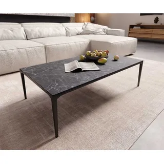 DELIFE Couchtisch Levente 110x60 cm Keramik Laminam® Nero Greco Anthrazit Gestell Metall Schwarz - Weiß, Grau