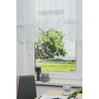 Scheibengardine STICKEREIEN PLAUEN "Kiara" Gr. 1, orange (terrakotta), B:95cm H:95cm, Voile, Polyester, Gardinen, Scheibengardine