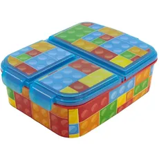 Premium Brotdose Klemmbausteine Lunchbox mit 3 Fächern, Bento Brotbox für Kinder - ideal für Schule, Kindergarten oder Freizeit