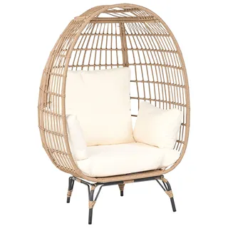 BELIANI Gartensessel Natürlich / Beige aus Polyrattan inkl. Sitzkissen in Cremeweiß Terasse-/ Gartenzubehör Modernes Design - Beige, Schwarz