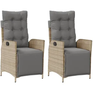 vidaXL Gartensessel mit Fußteil 61 x 61 x 93 cm beige 2 St.
