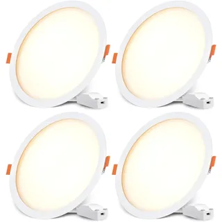 LVWIT LED Einbaustrahler 230V Flach 24W Bad Einbauleuchten Deckenspot Deckenstrahler Warmweiß 3000K Neutralweiß 4000K Kaltweiß 6500K Einbauspots für Badezimmer Küche Wohnzimmer, 200mm Loch, 4er Set