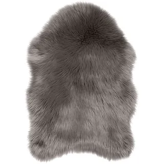 Teppich Wölkchen – Flauschiger Hochflor-Teppich Schlafzimmer - Schaffell Kunstfell Lammfell - Bettvorleger & Läufer - weicher Fellteppich - rutschfeste Stuhlauflage - Braun - 55x80cm