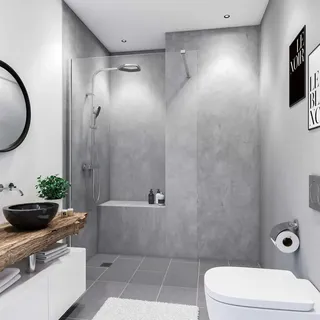 Breuer Duschrückwand Soft-Touch Beton Optik Grau 100 x 210 cm