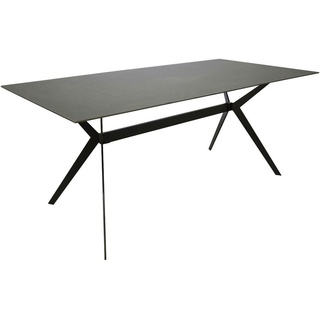 hom'in Hom`in Esstisch Grau, Schwarz, Metall, Keramik, rechteckig, X-Form, 90x75x180 cm, Esszimmer, Tische, Esstische, Glastische