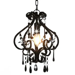 The Living Store Deckenleuchte mit Perlen Schwarz Rund E14 - Schwarz