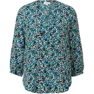 s.Oliver Damen Tunika Bluse, Allover-Print, 3/4 Arm, Viskose, Schwarz, Größe 40