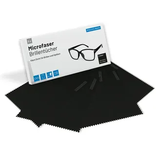 POLYCLEAN 5X Brillenputztücher aus Microfaser – Microfasertuch für Brillen, Display und Laptop – Display Tuch (18x15 cm, Schwarz) – Bildschirmreiniger Screen Cleaner Bildschirmtuch