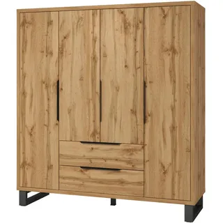 masseno Drehtürenschrank Halletta 191 x 210 x 60 cm Eiche Wotan