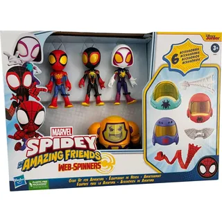 Marvel Spidey and his Amazing Friends Web-Spinners, Zola, Spidey, Spin, Ghost-Spider, 4 Spielfiguren und 6 Zubehörteile