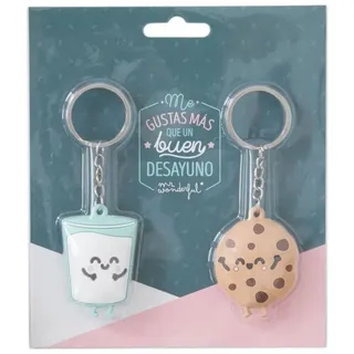 Mr. Wonderful Schlüsselanhänger, Keks und Glas, Paare, Son ¡la Lilch, Kautschuk, mehrfarbig, 5 x 5 x 1 cm