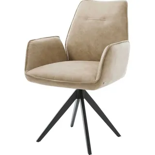 DeLife Polsterstuhl Zoa-Flex Kreuzgestell kantig Schwarz Mikrofaser Beige Vintage Taschenfederkern