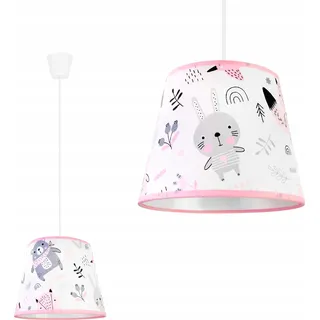 Hängelampe für Kinderzimmer - Deckenlampe - Pendelleuchte aus Metall mit Lampenschirm - Klassisch 1-Flammig, Rosa und Grau, Daisy - Rosa, Grau