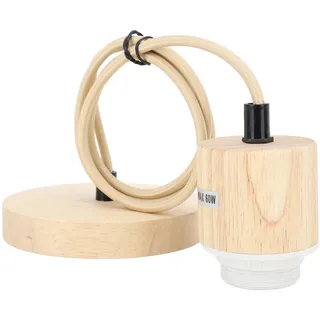 Natudeco Holz Pendelleuchte Lampenfassung Rustikale Vintage Hängelampe Holz Deckenpendelleuchte Beleuchtungszubehör Sockel 220V für E27 E26