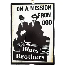 KUSTOM ART Bild im Vintage-Stil von The Blues Brothers aus der Kollektion, Druck auf Holz, für Haus, Restaurant, Pizzeria, Traktorie, Bar, Hotel, (groß: 30 x 40 cm)