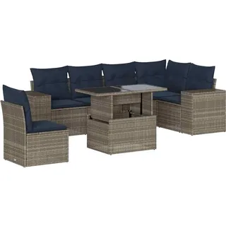 vidaXL 7-tlg. Gartensofa-Set grau Polyrattan